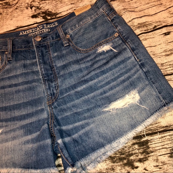 NWT | AEO Distressed Hi-Rise Festival Midi Shorts - Picture 3 of 8
